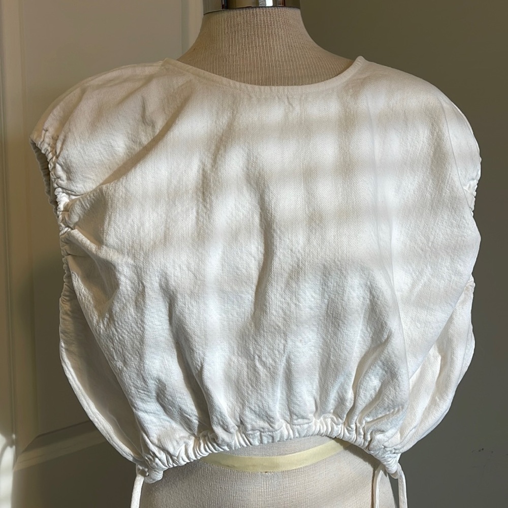 Zara Denim Oversized Crop Top w Adjustable Ties Size XXL